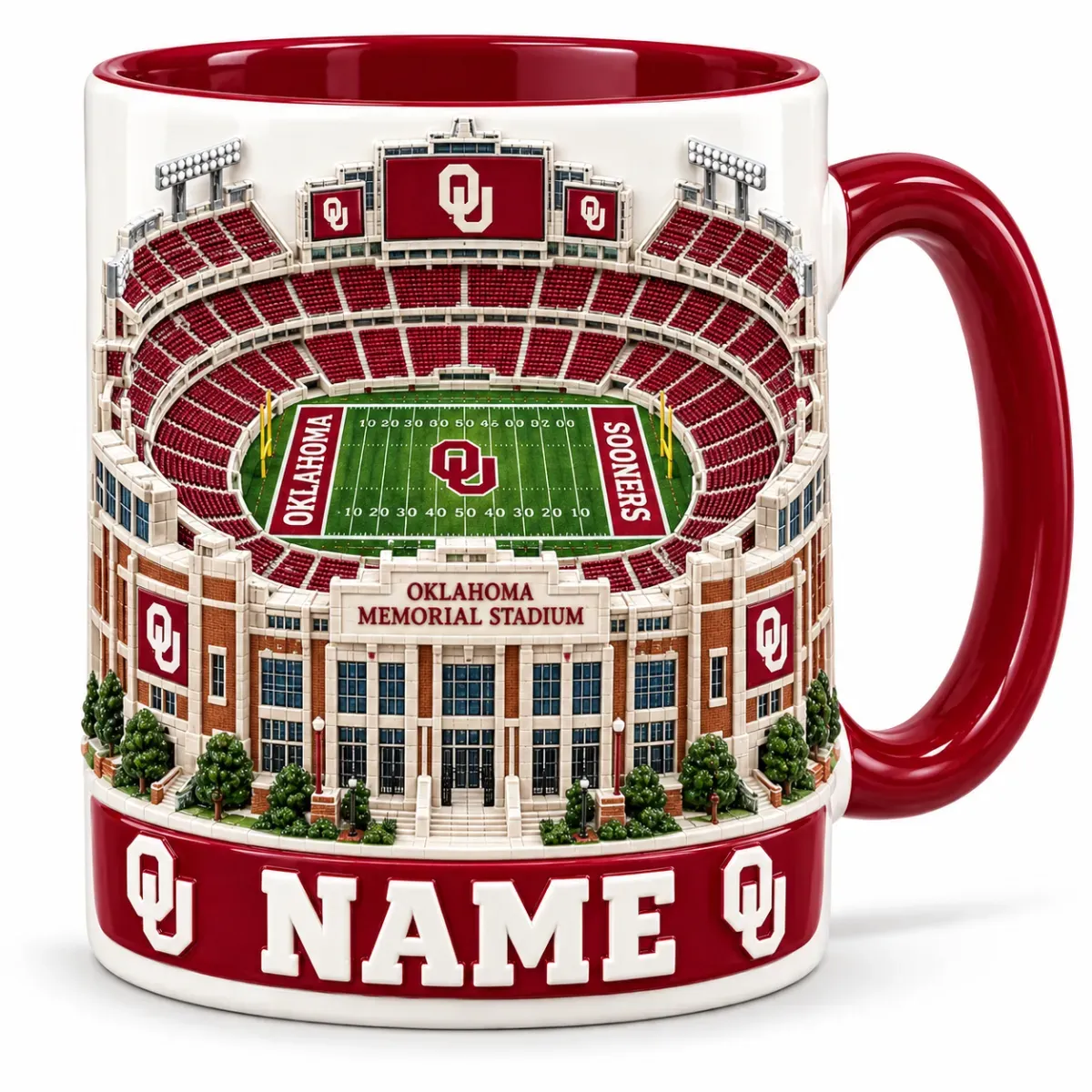 Personalized Stadium Coffee Mug for Football Fans – Gift for College Game Day, Birthday, or Graduation 2D Look 3D Pop