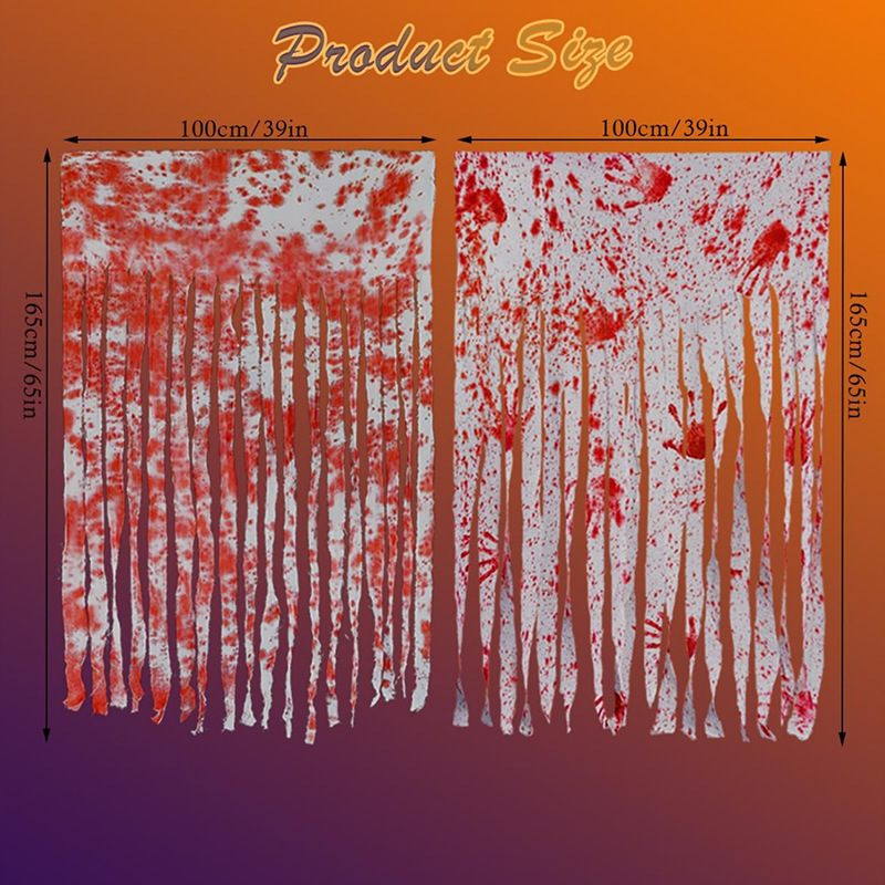 Halloween Decorative Door Curtain with Bloody Handprints Scary Atmosphere Props for Doorway Hanging