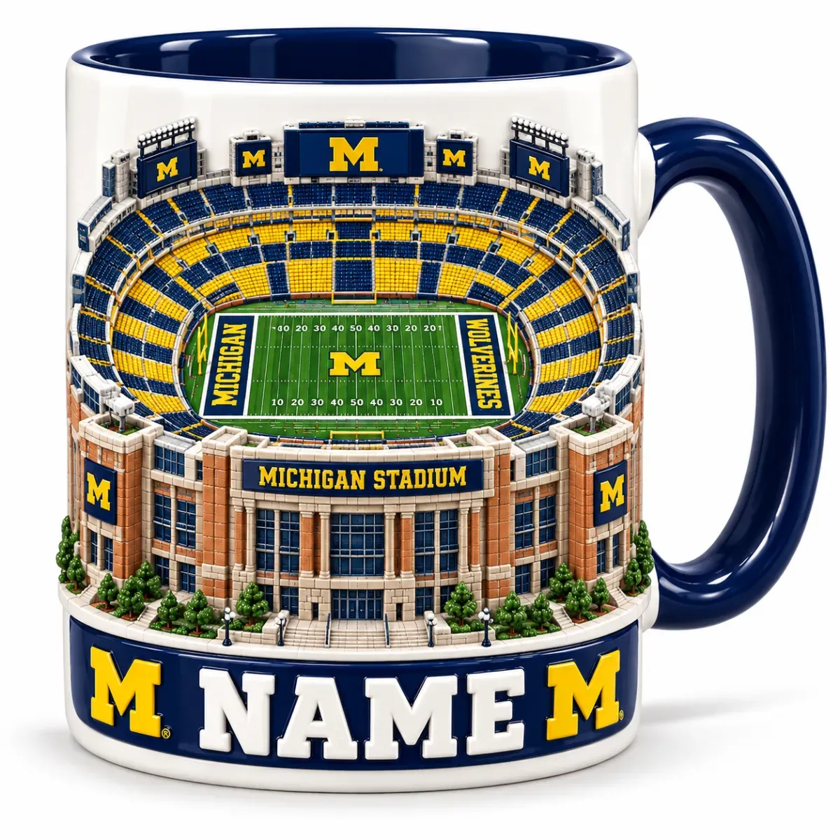 Personalized Stadium Coffee Mug for Football Fans – Gift for College Game Day, Birthday, or Graduation 2D Look 3D Pop