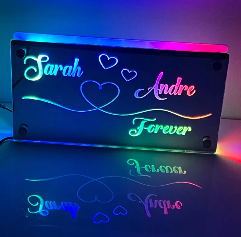Valentine's Day Gift Creative Personalized LED Light Bedroom Wall Art Design Home Decor, Hanging Mirror Room Decoration With Your Name, Custom Light Up Name Sign