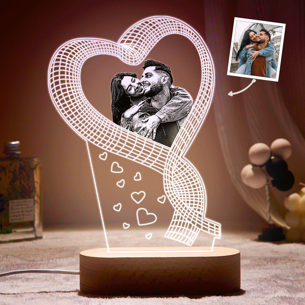 Custom Photo 3D Led Lamp Unique Colorful Night Light Couple Valentine's Day Gift - photomoonlamp