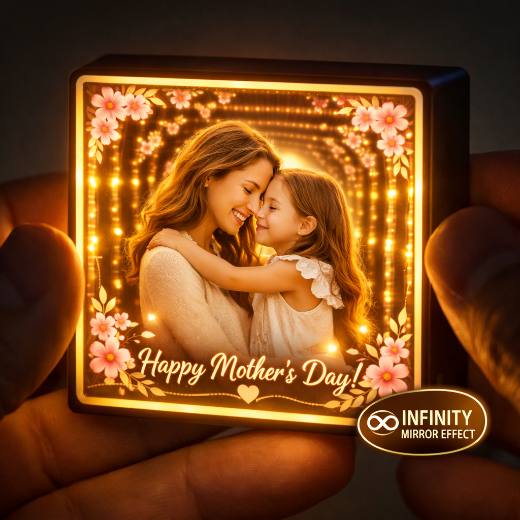 Custom Mother’s Day LED Photo Fridge Magnet Light – Personalized Glow Memory Magnet Gift for Mom