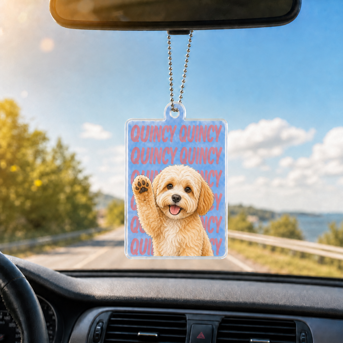 Custom Photo Watercolor Pet Portrait - Customized Personalized Car Ornament - Unique Gift For Dog Lovers, Pet Owners - PhotoMoonLamp