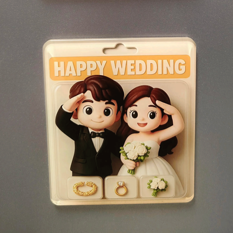 Full Body Custom 3D Effect Action Figure Pack Packaging Toy Box Style Art Gift Personalized Acrylic Fridge Magnets Couple's Gifts Wedding Gifts - PhotoMoonLamp