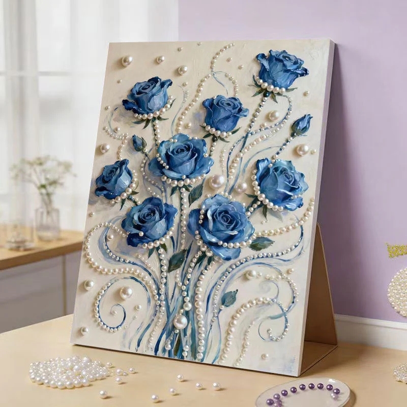 DIY Pearl Painting Kit with Beginner-Friendly Craft Set and Frame Elegant Beads Art Perfect Gift for Family for Friends for Yourself - PhotoMoonLamp