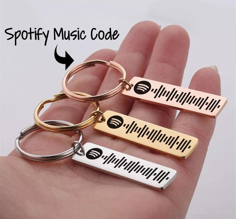 Spotify Keychain Custom Music Song Keychain With Scannable Spotify Code