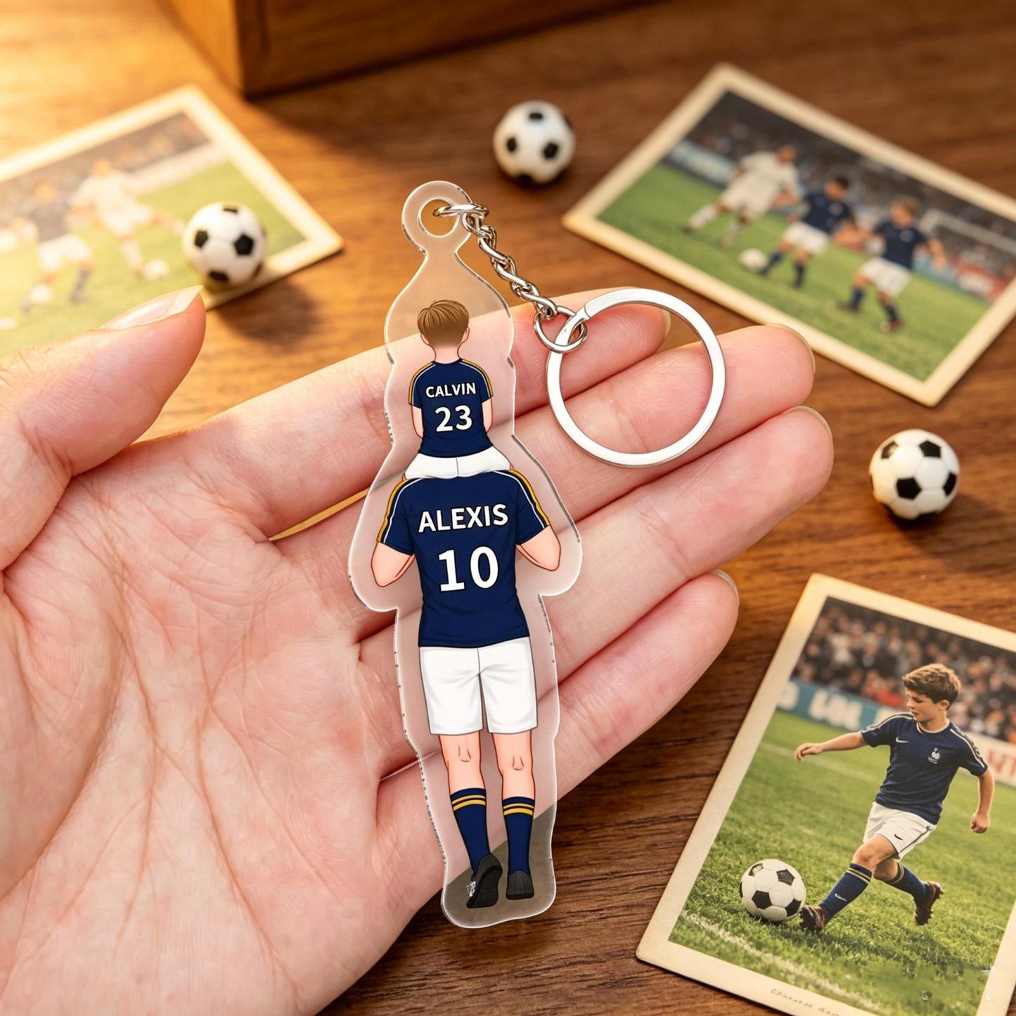 Daddy's Team Keychain for Dad, Custom Car Hanger,Acrylic Football Team Keyring for Dad, Grandad Keyring,Gift for Husband, Father's Day Gifts - PhotoMoonLamp