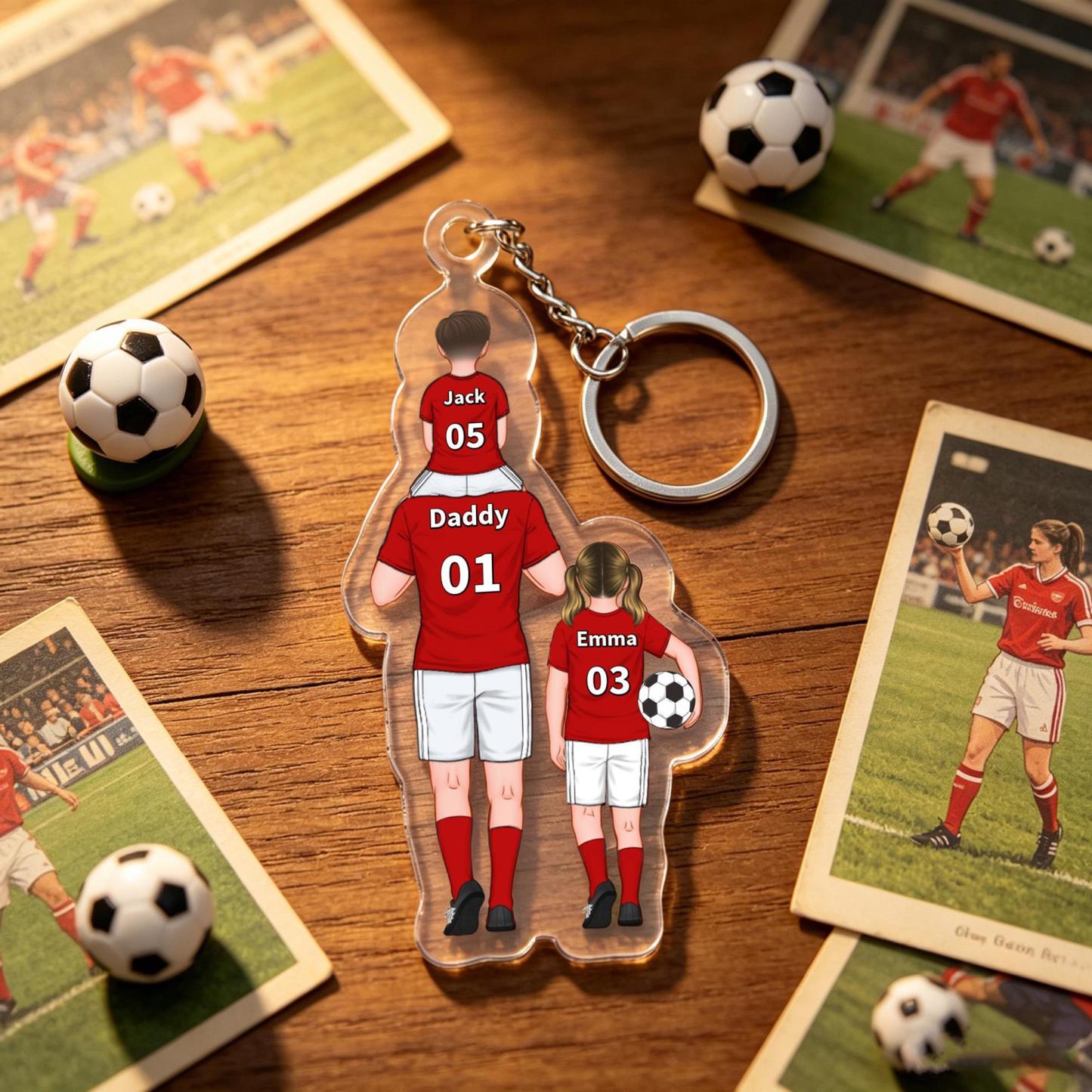 Daddy's Team Keychain for Dad, Custom Car Hanger,Acrylic Football Team Keyring for Dad, Grandad Keyring,Gift for Husband, Father's Day Gifts - PhotoMoonLamp