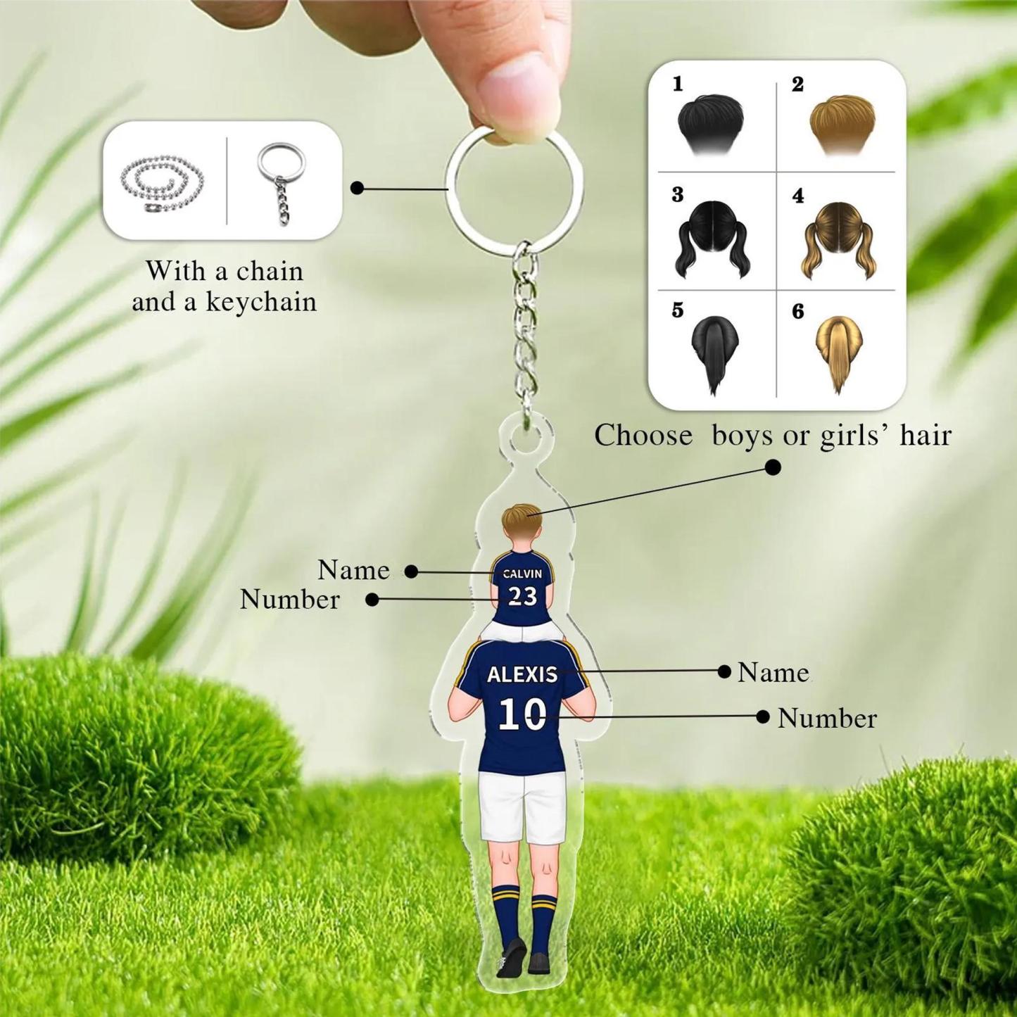 Daddy's Team Keychain for Dad, Custom Car Hanger,Acrylic Football Team Keyring for Dad, Grandad Keyring,Gift for Husband, Father's Day Gifts - PhotoMoonLamp