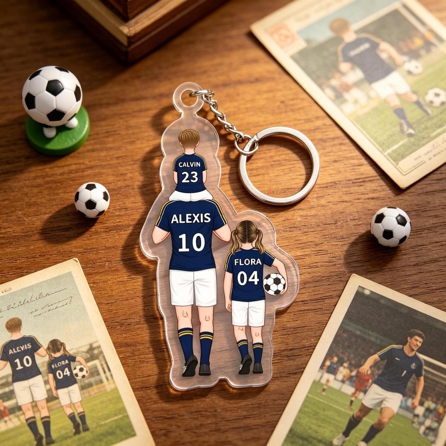 Daddy's Team Keychain for Dad, Custom Car Hanger,Acrylic Football Team Keyring for Dad, Grandad Keyring,Gift for Husband, Father's Day Gifts - PhotoMoonLamp