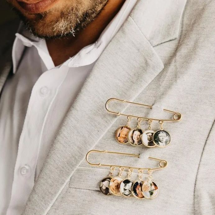 Custom Photo Lapel Pin �C Personalized Boutonniere Gift for Him or Her Fathers Day Gift Memorial Gift Idea - PhotoMoonLamp