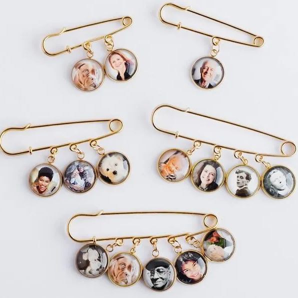 Custom Photo Lapel Pin �C Personalized Boutonniere Gift for Him or Her Fathers Day Gift Memorial Gift Idea - PhotoMoonLamp