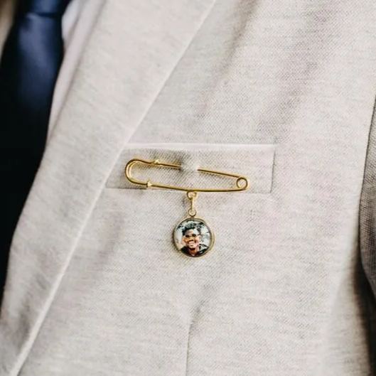 Custom Photo Lapel Pin �C Personalized Boutonniere Gift for Him or Her Fathers Day Gift Memorial Gift Idea - PhotoMoonLamp