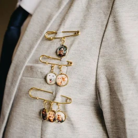Custom Photo Lapel Pin �C Personalized Boutonniere Gift for Him or Her Fathers Day Gift Memorial Gift Idea - PhotoMoonLamp