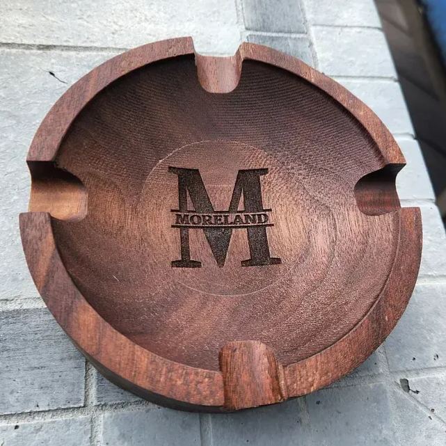 Personalized Name Walnut Cigar Ash Tray