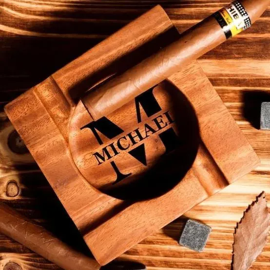 Personalized Name Walnut Cigar Ash Tray