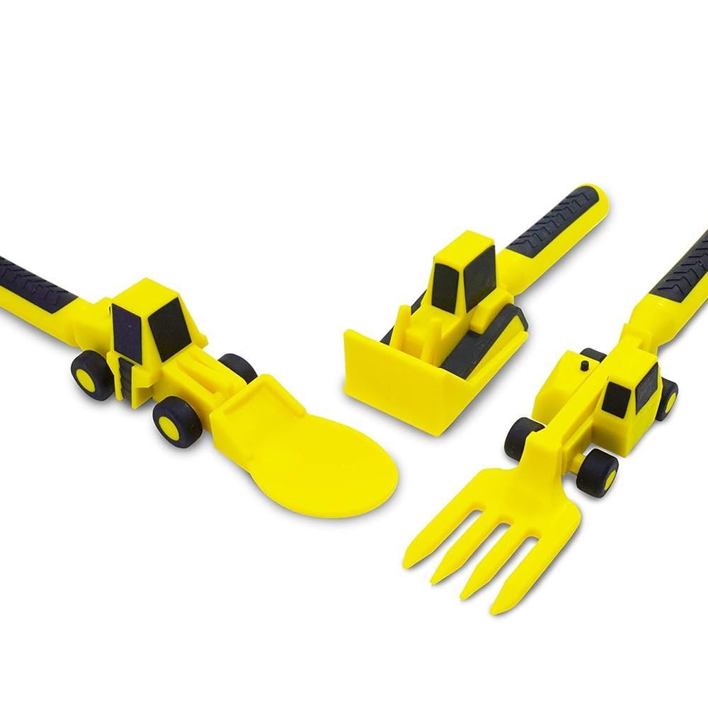 Constructive Eating Plate and Utensils Set Bulldozer Shovel Children's Tableware