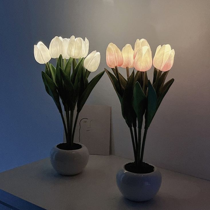 LED Tulip Night Light Artificial Flower Table Lamp Decorative Tulip Mood Light for Bedroom, Home Decor, Gift for Women