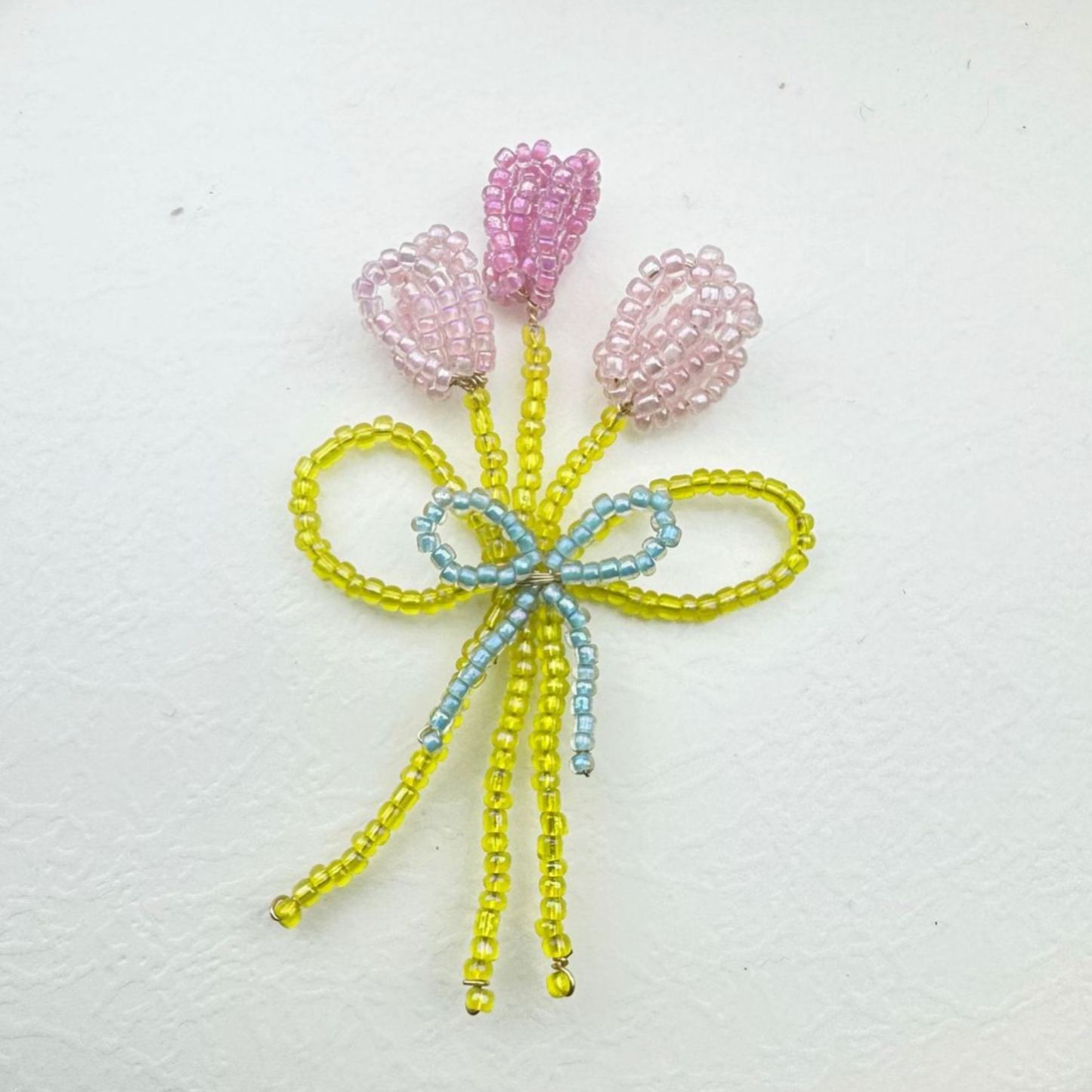 DIY Beaded Flower Bouquet Brooch Handmade Seed Bead Flower Pin Craft Kit Plastic Resin Beads Bouquet Jewelry Accessory 8*8cm