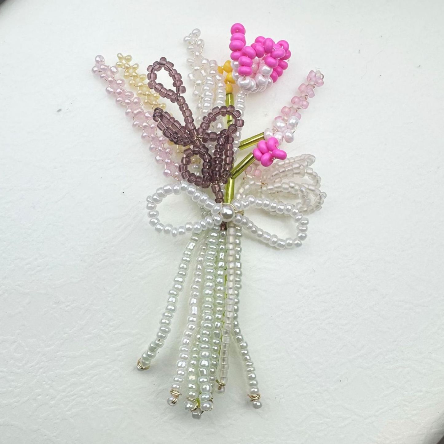 DIY Beaded Flower Bouquet Brooch Handmade Seed Bead Flower Pin Craft Kit Plastic Resin Beads Bouquet Jewelry Accessory 8*8cm