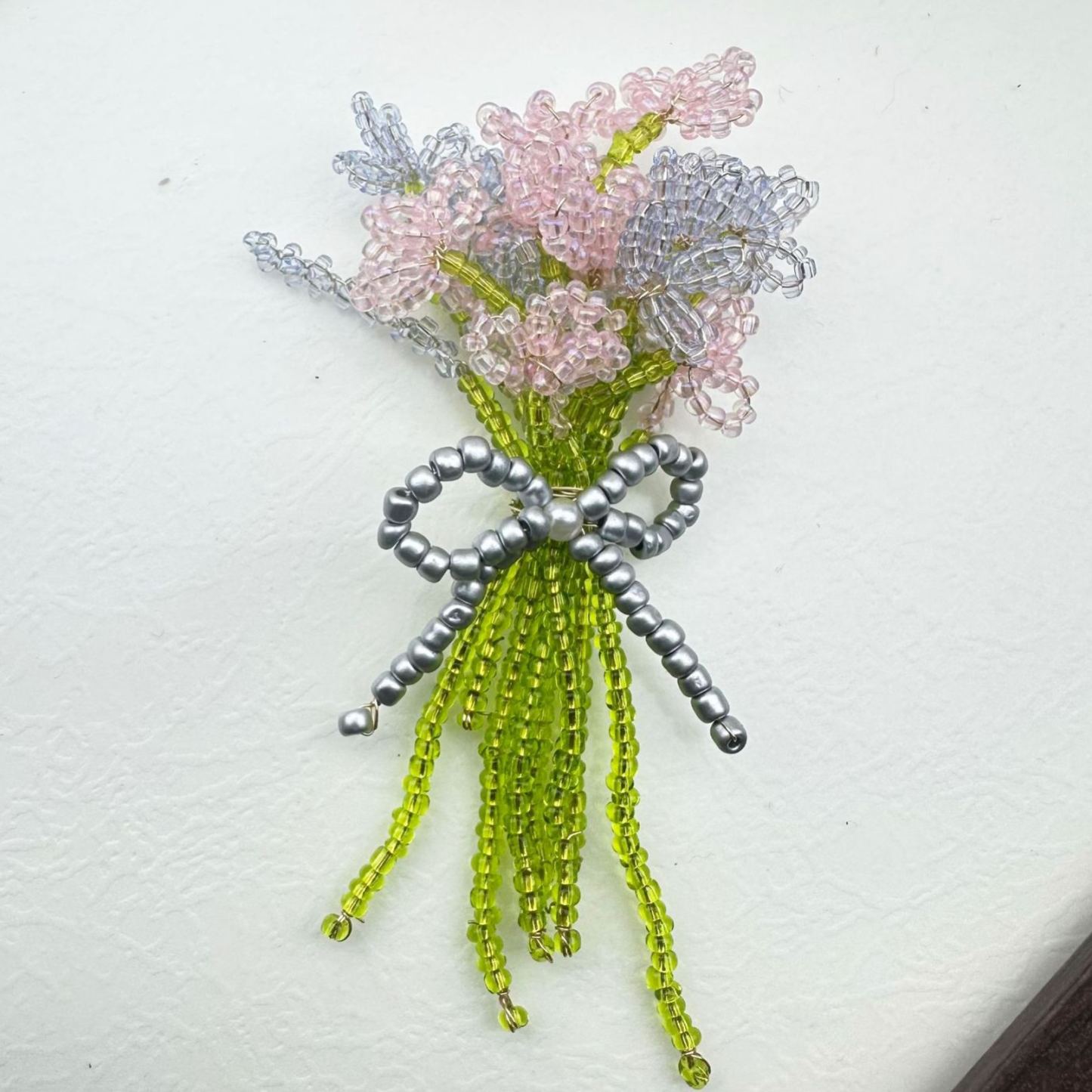 DIY Beaded Flower Bouquet Brooch Handmade Seed Bead Flower Pin Craft Kit Plastic Resin Beads Bouquet Jewelry Accessory 8*8cm