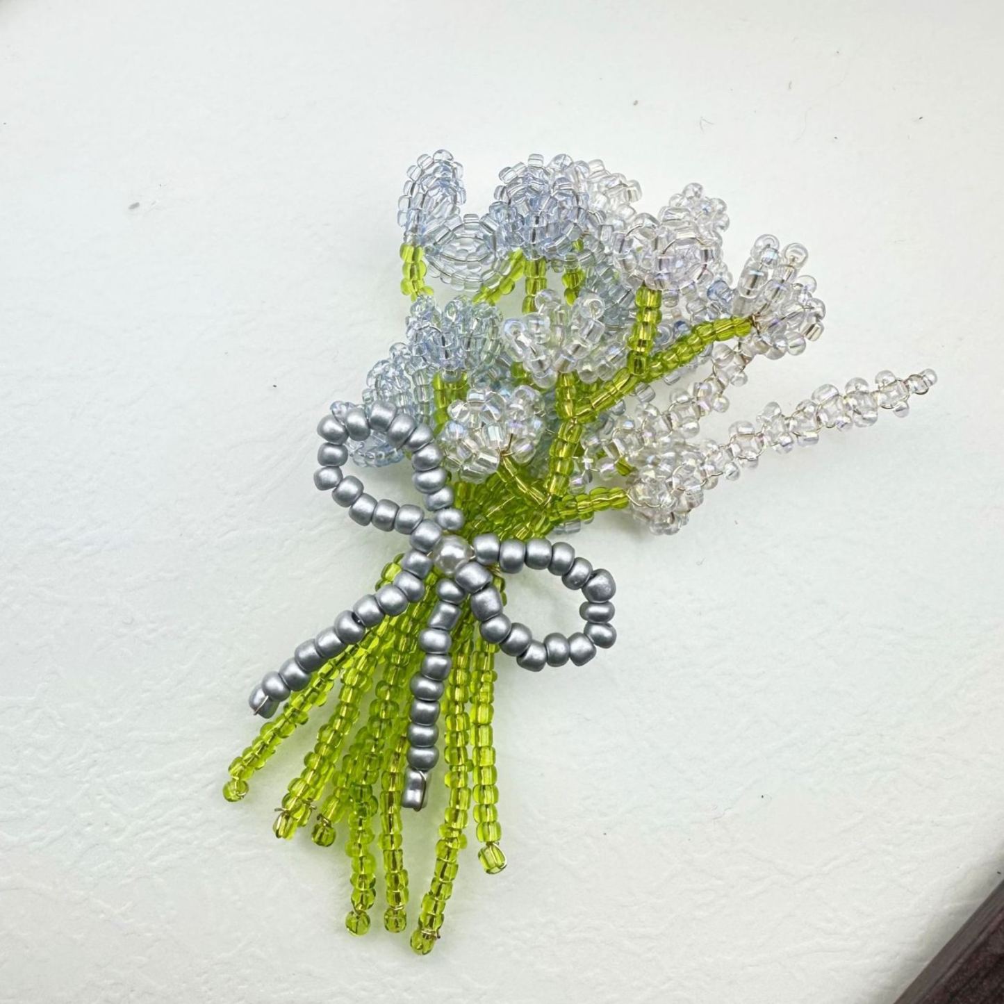 DIY Beaded Flower Bouquet Brooch Handmade Seed Bead Flower Pin Craft Kit Plastic Resin Beads Bouquet Jewelry Accessory 8*8cm