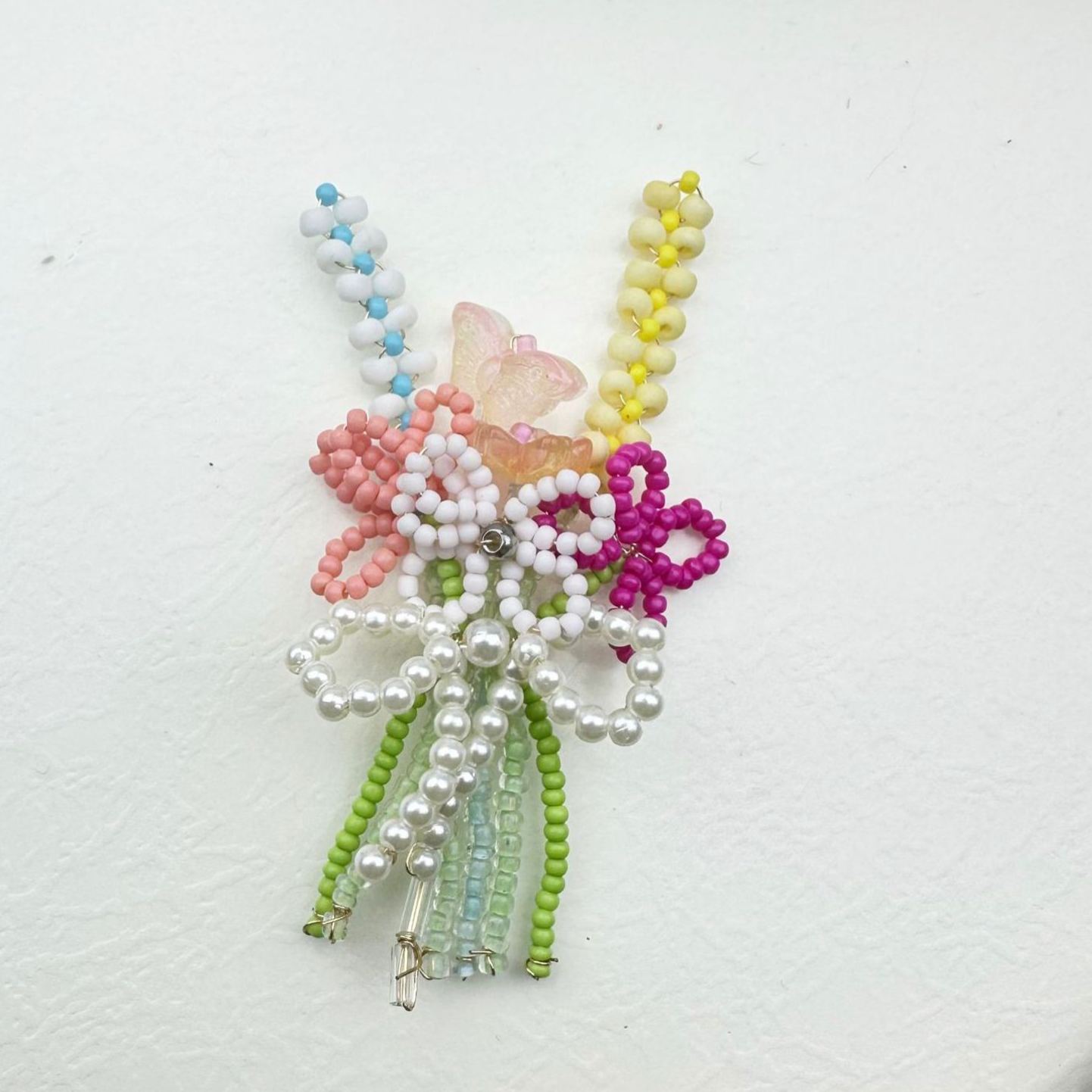 DIY Beaded Flower Bouquet Brooch Handmade Seed Bead Flower Pin Craft Kit Plastic Resin Beads Bouquet Jewelry Accessory 8*8cm