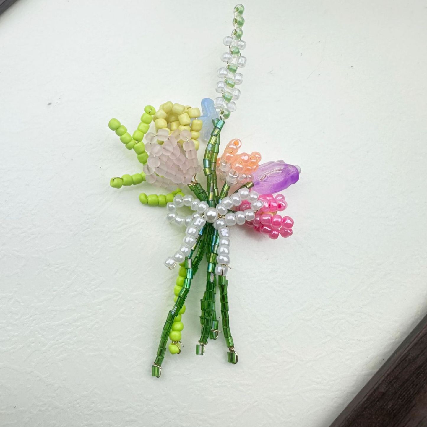 DIY Beaded Flower Bouquet Brooch Handmade Seed Bead Flower Pin Craft Kit Plastic Resin Beads Bouquet Jewelry Accessory 8*8cm