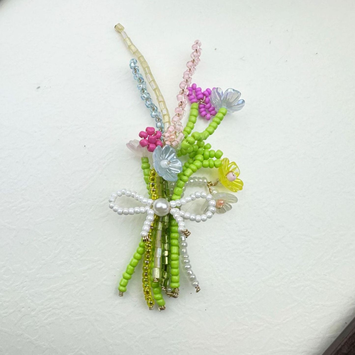 DIY Beaded Flower Bouquet Brooch Handmade Seed Bead Flower Pin Craft Kit Plastic Resin Beads Bouquet Jewelry Accessory 8*8cm