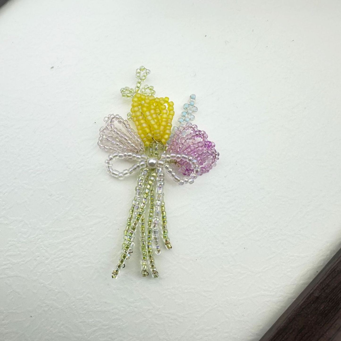 DIY Beaded Flower Bouquet Brooch Handmade Seed Bead Flower Pin Craft Kit Plastic Resin Beads Bouquet Jewelry Accessory 8*8cm