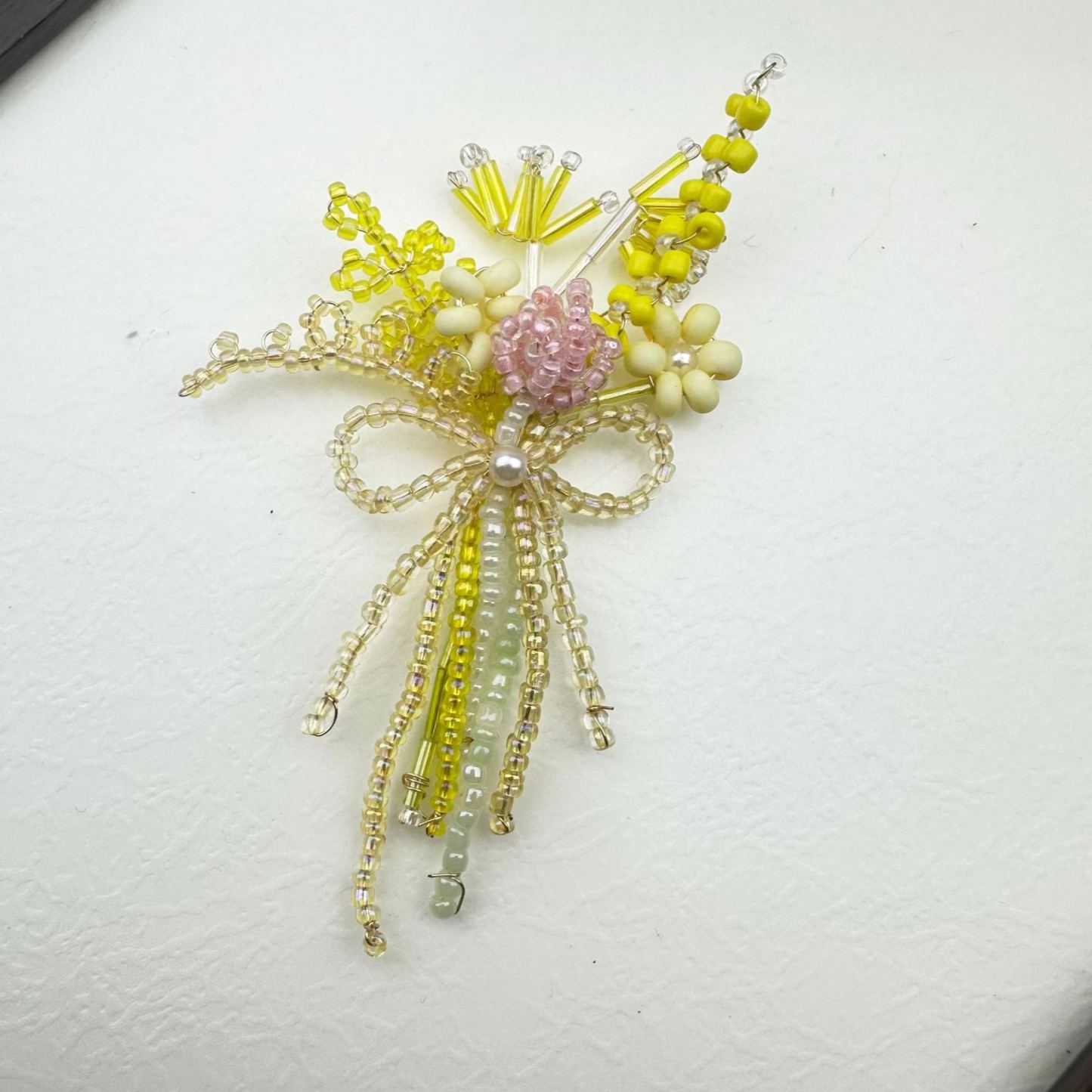 DIY Beaded Flower Bouquet Brooch Handmade Seed Bead Flower Pin Craft Kit Plastic Resin Beads Bouquet Jewelry Accessory 8*8cm