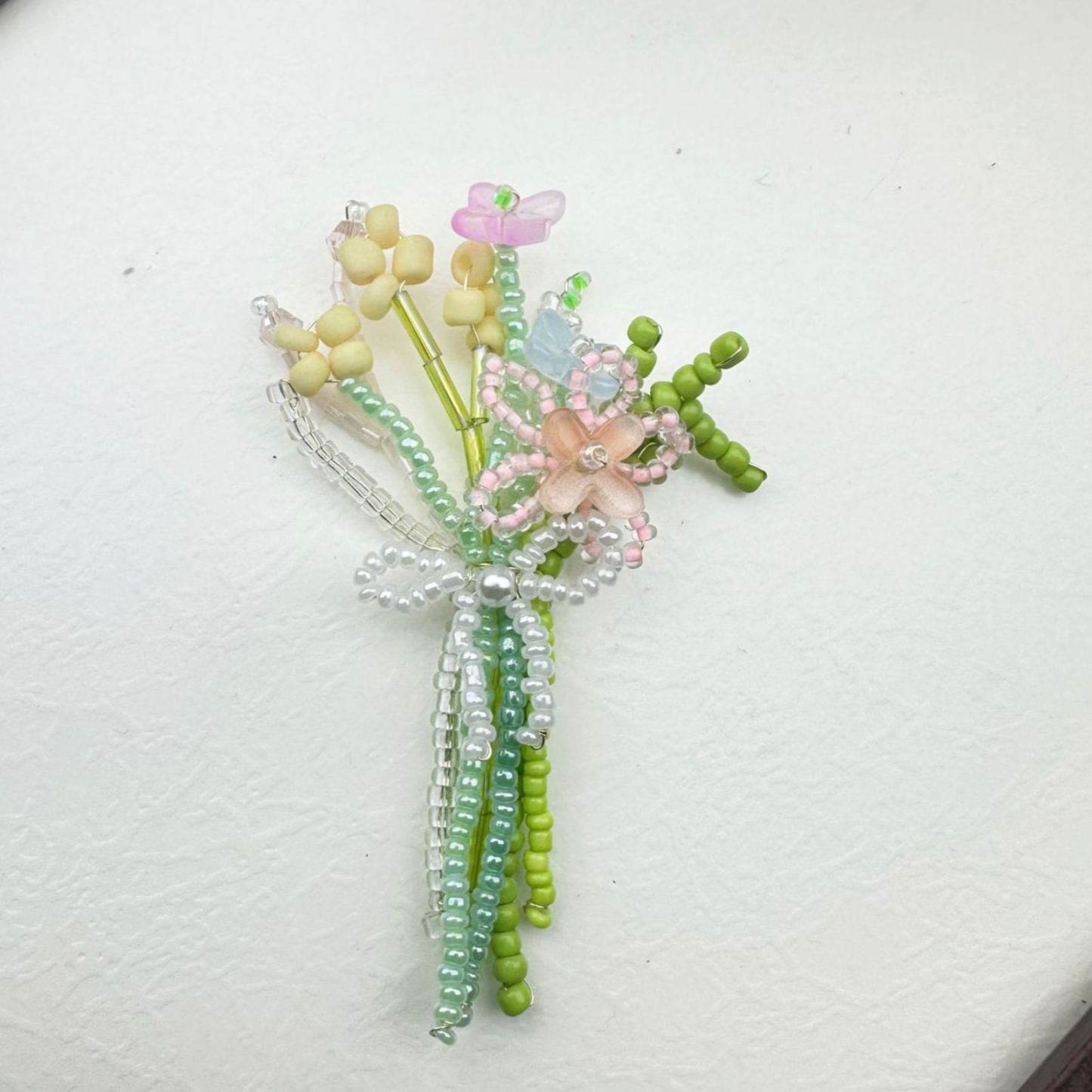 DIY Beaded Flower Bouquet Brooch Handmade Seed Bead Flower Pin Craft Kit Plastic Resin Beads Bouquet Jewelry Accessory 8*8cm