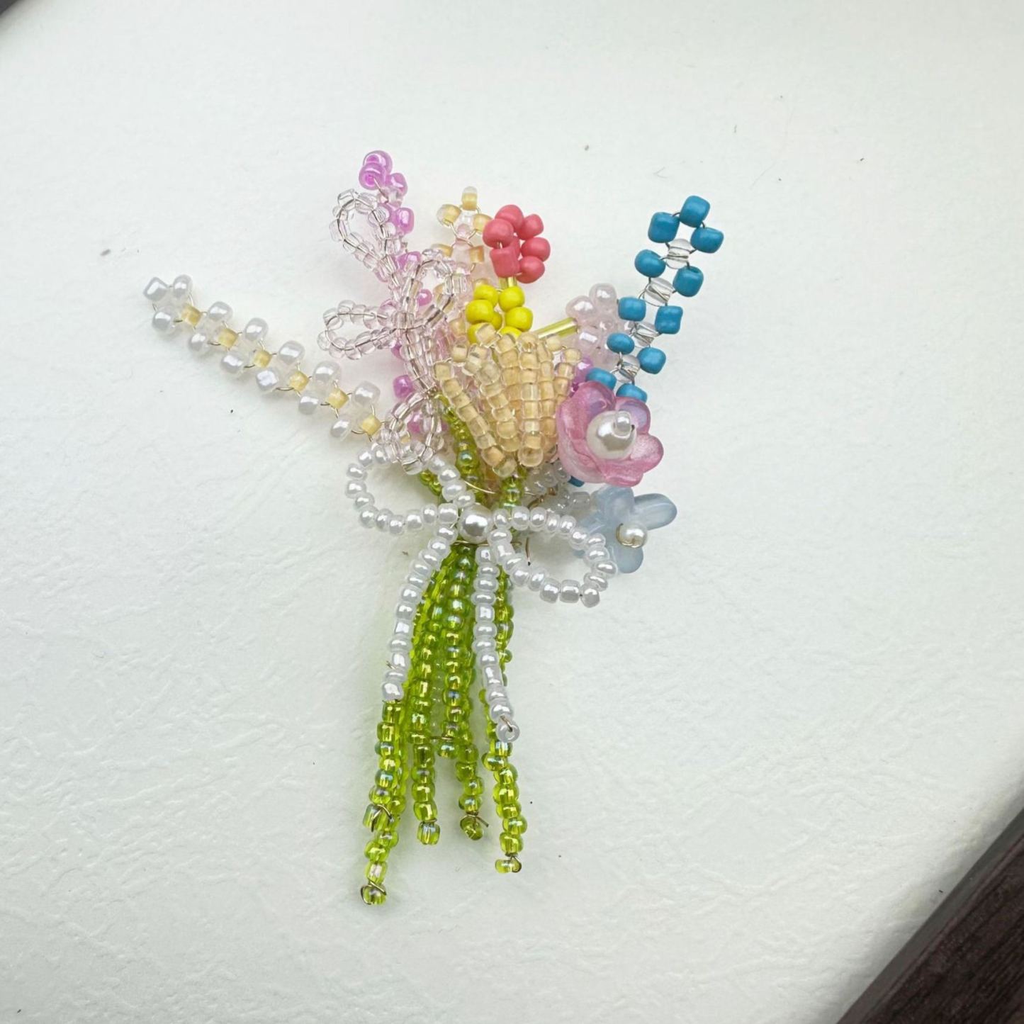 DIY Beaded Flower Bouquet Brooch Handmade Seed Bead Flower Pin Craft Kit Plastic Resin Beads Bouquet Jewelry Accessory 8*8cm