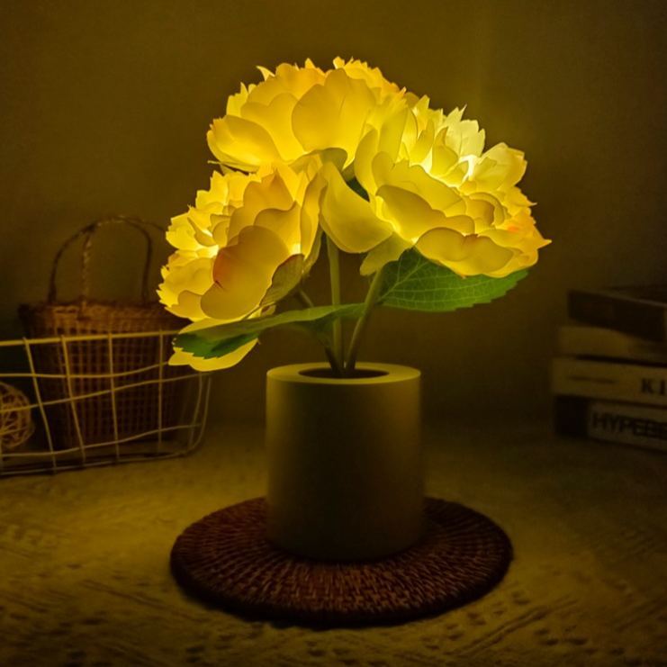 Artificial Peony Flower LED Night Light – Decorative Peony Table Lamp with Adjustable Brightness, Romantic Ambient Light for Bedroom Decor