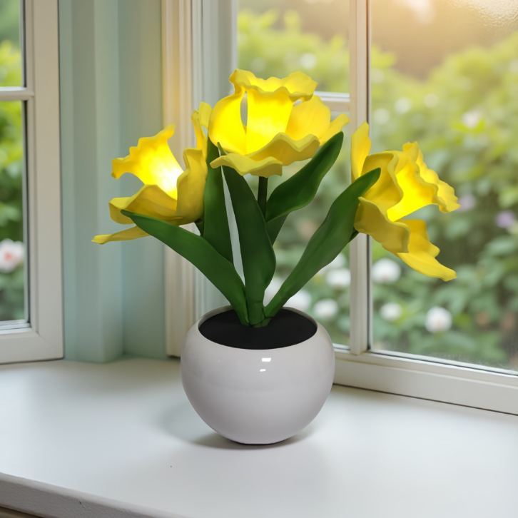 Artificial Daffodil Night Light  LED Flower Table Lamp with Touch Switch, Romantic Ambient Lamp for Bedroom Desk Decor
