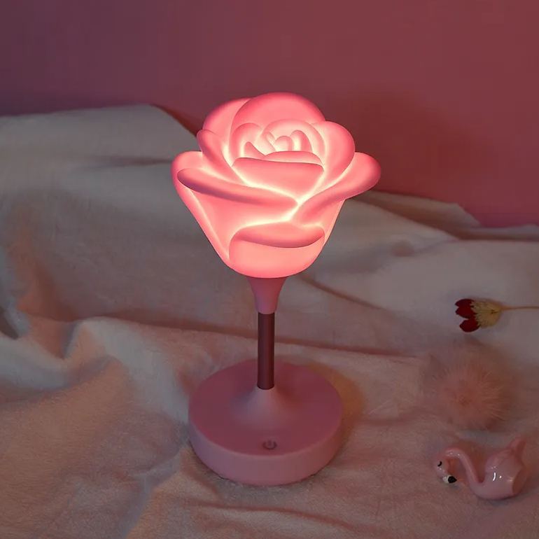 Rose LED Night Light | USB Rechargeable Touch Lamp | 3-Level Dimmable Flower Bedside Light