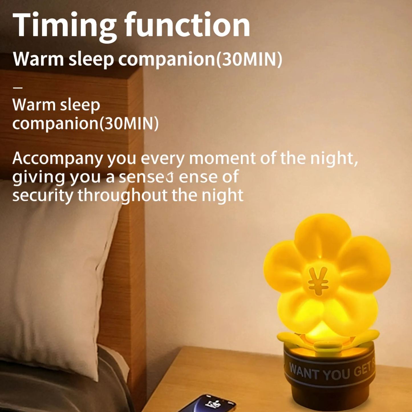 Creative "Money Flower" Night Light | USB Rechargeable Tap Control Lamp | Soft Silicone LED Bedside Light