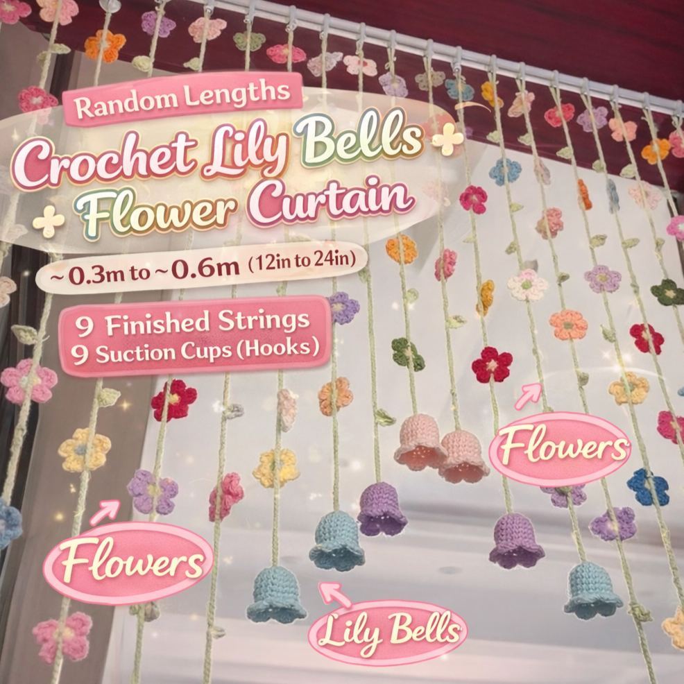 Handmade Crochet Flower Curtain | Lily of the Valley Door Hanging | Boho Floral String Curtain for Bedroom Decor