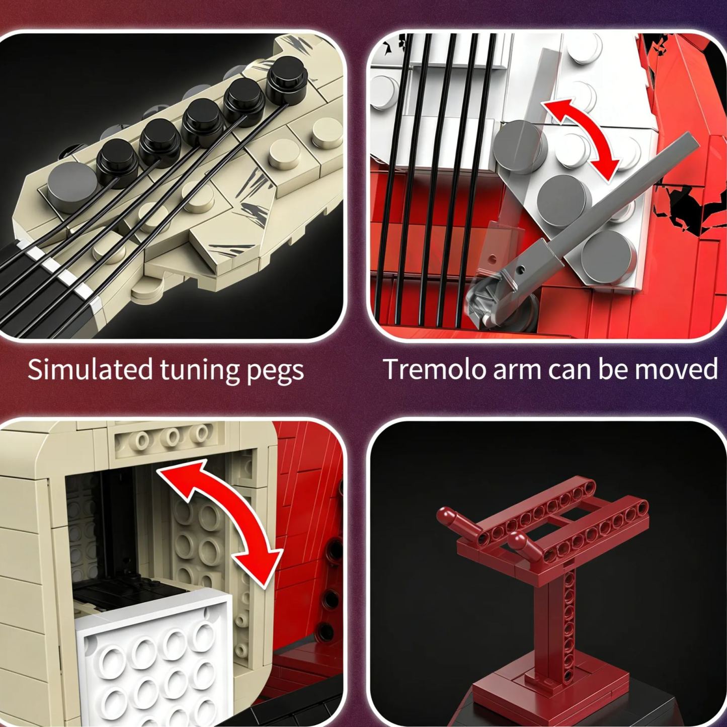 Electric Guitar Building Block Set with Bluetooth Speaker | Creative Music DIY Gift for Adults & Kids