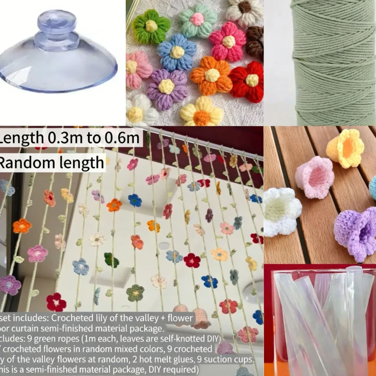 Ready-to-Hang Handmade Crochet Flower Curtain | Lily of the Valley Door Hanging | Boho Floral String Curtain for Bedroom Decor