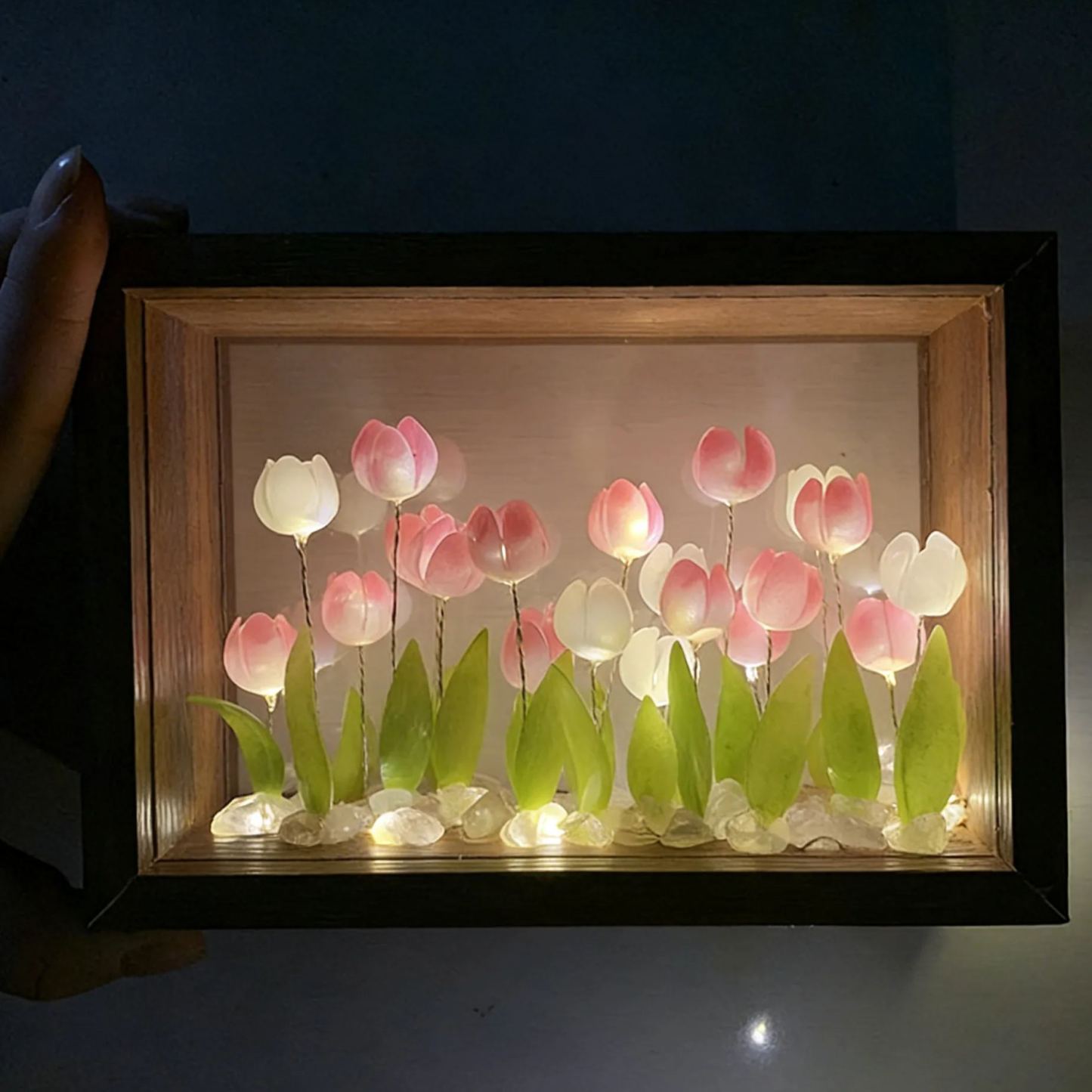 Custom Photo Tulip Night Light Frame – DIY LED Flower Lamp, Romantic Acrylic Light Box, Personalized Gift for Couple, Bedroom Decor