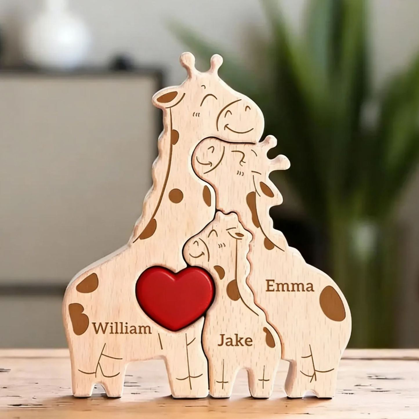 Personalized Giraffe Family Puzzle, Mothers Day Gift, Family Baby Shower, Family Of Four Gift, Giraffe Gifts, Nursery Decor
