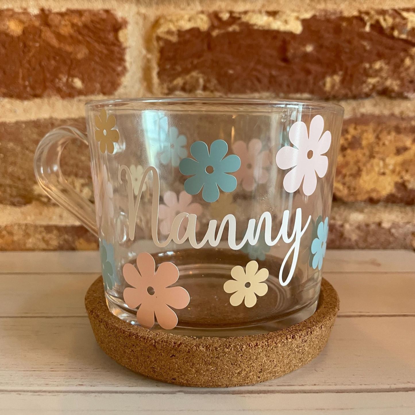 Personalised Mother’s Day mug, Mum Birthday Gift, Nanny Mug, Nana Mug, Grandma Mug, Mum Mug, Custom Mug, glass mug, glass flower mug,