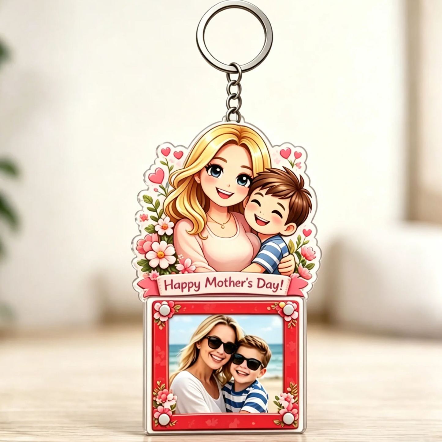 Custom Cartoon Photo Acrylic Keychain Frame Magnetic Mini Picture Holder with Personalized Character Top