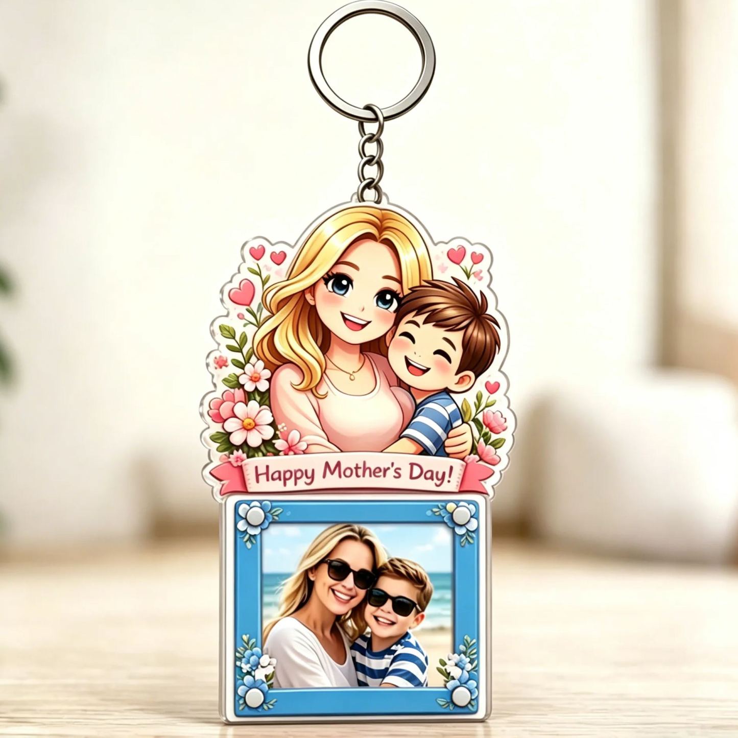 Custom Cartoon Photo Acrylic Keychain Frame Magnetic Mini Picture Holder with Personalized Character Top