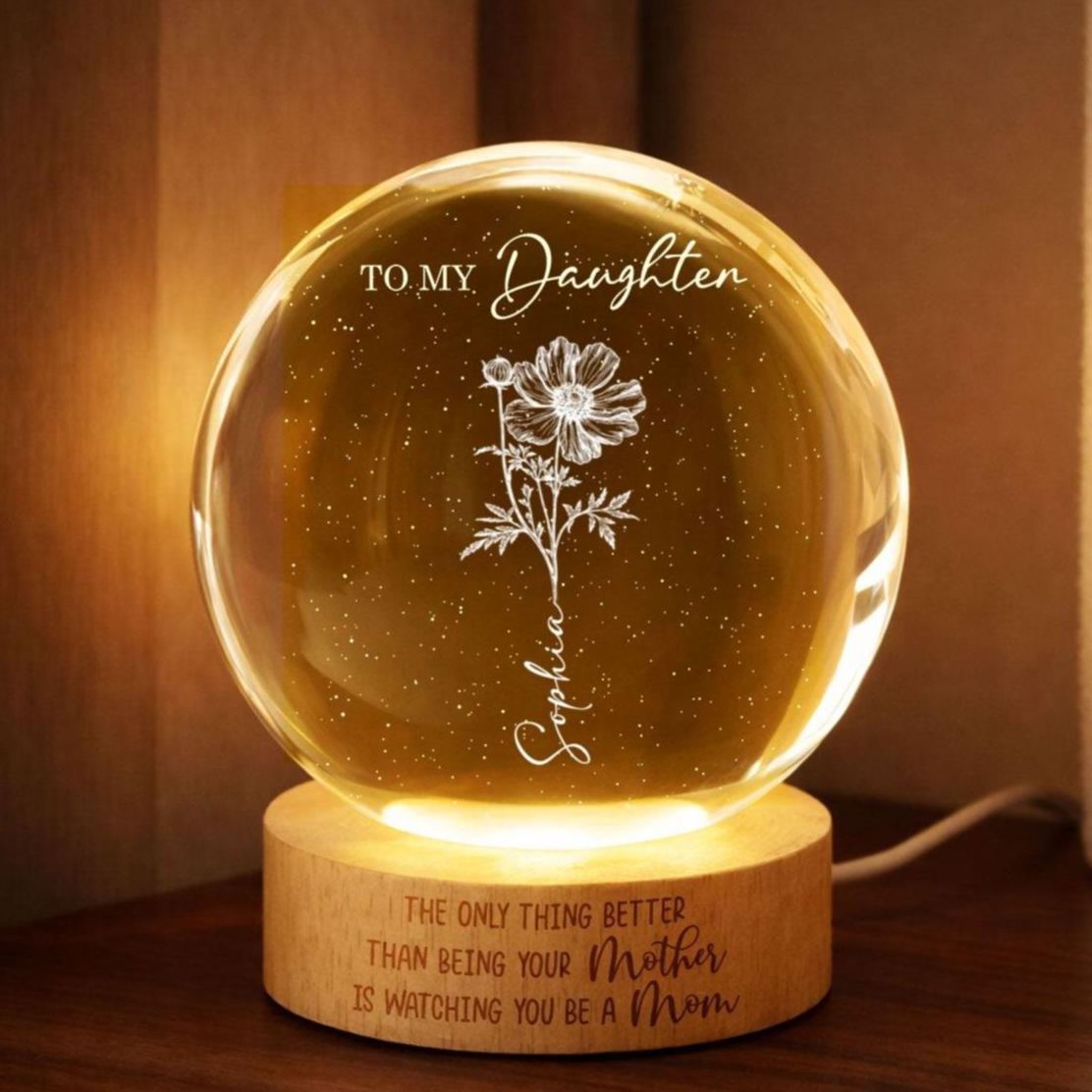 Watching You Be a Mom - Personalized Crystal Ball LED Night Light - Mother's Day Gift for Daughter