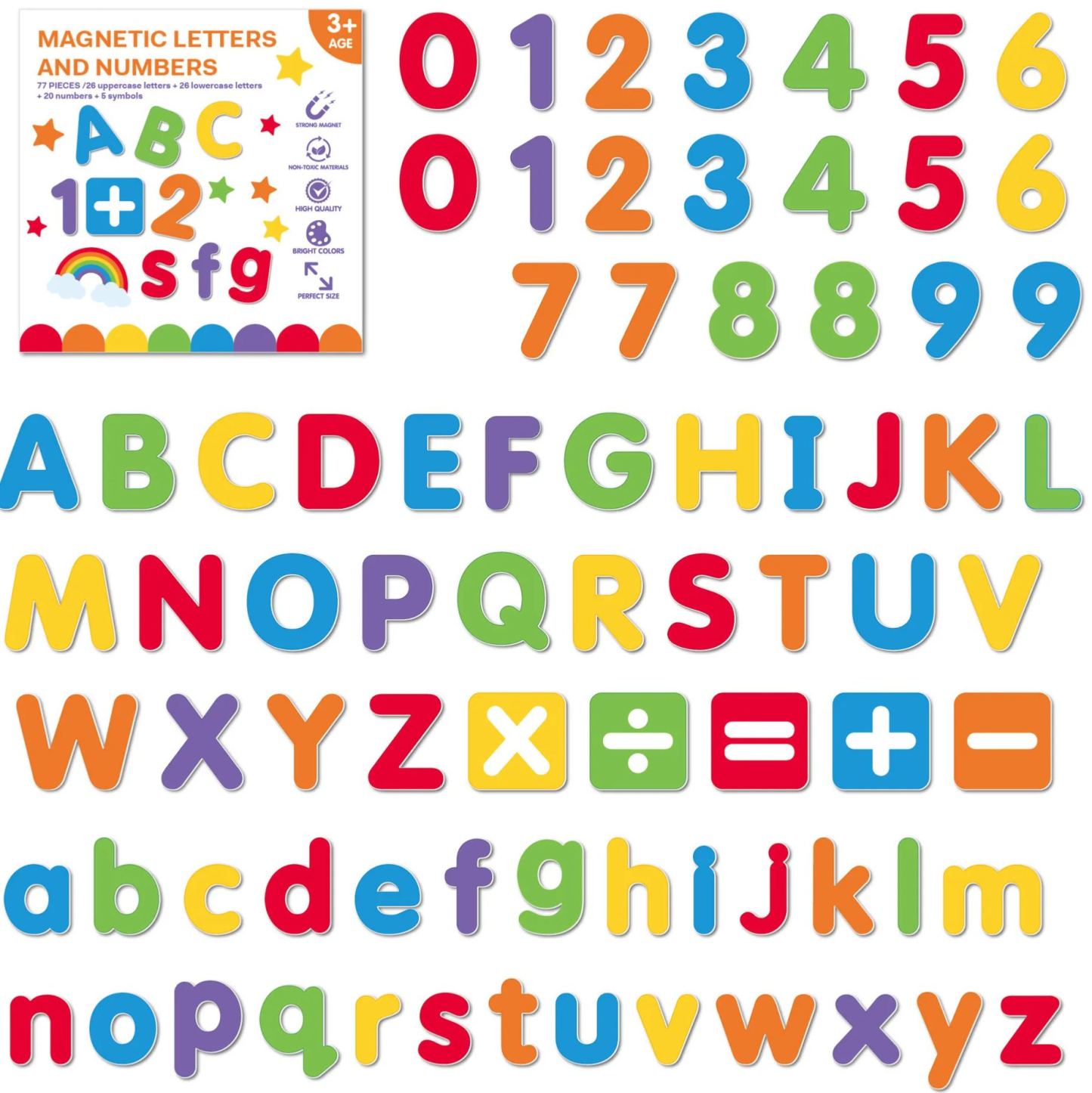 JoyCat Silicone Alphabet Magnetic Letters, 26 Uppercase ABC Fridge Magnets for Kids 3+, Preschool Learning Refrigerator Toy Set, Birthday Gifts for Boys Girls (Muted Color)