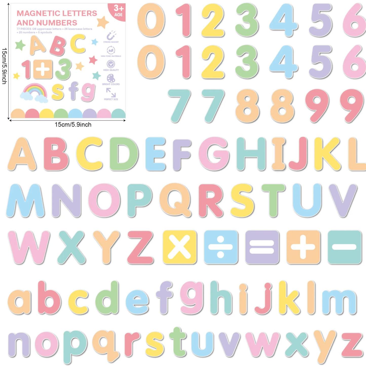 JoyCat Silicone Alphabet Magnetic Letters, 26 Uppercase ABC Fridge Magnets for Kids 3+, Preschool Learning Refrigerator Toy Set, Birthday Gifts for Boys Girls (Muted Color)