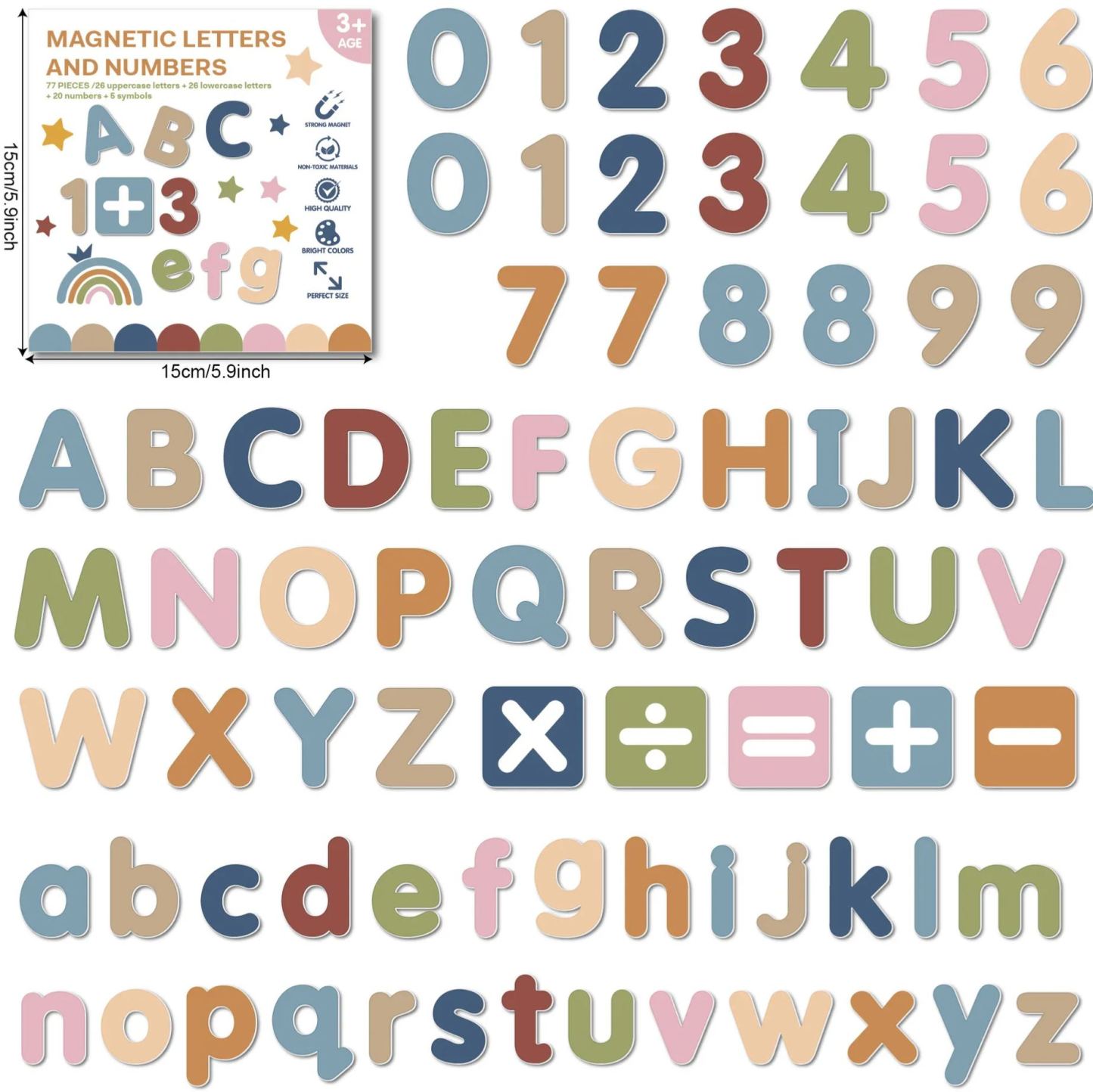 JoyCat Silicone Alphabet Magnetic Letters, 26 Uppercase ABC Fridge Magnets for Kids 3+, Preschool Learning Refrigerator Toy Set, Birthday Gifts for Boys Girls (Muted Color)