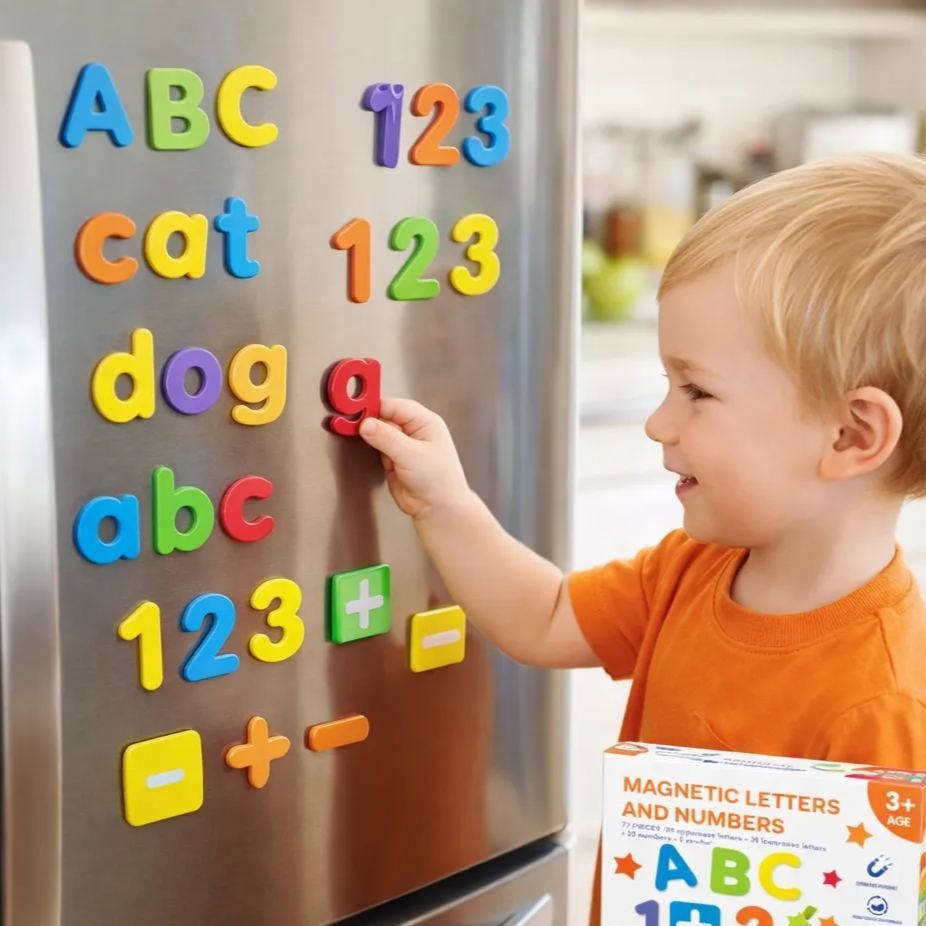 Silicone Alphabet Magnetic Letters, 26 Uppercase ABC Fridge Magnets for Kids 3+, Preschool Learning Refrigerator Toy Set, Birthday Gifts for Boys Girls (Muted Color)